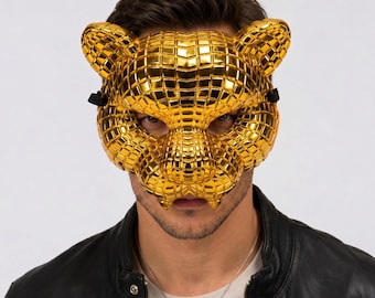 Tierisch inspirierte Gesichtsmaske | Leopard Stil Kostüm-Accessoire | Vollgesichts-Party-Maske | Bühnenzubehör