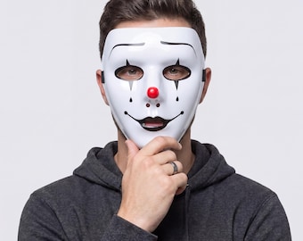 Handbemalte Vollgesichtsmaske | Halloween Clown Maske | Street Dance & Maskerade Aufführung | Augenmaske Kostüm für Erwachsene