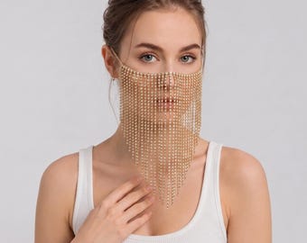 Strass-Quasten-Gesichtskette | Kristall-Gesichtsschleierschmuck | Braut-Gesichtsaccessoire | Accessoires für die Hochzeitsgesellschaft