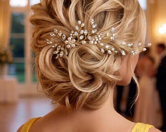 Brautkranz mit Kristall-Perle – Hochzeitskopfschmuck für Bräute (rosa oder weiß)