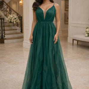 Emerald Green Dress Deep V - Etsy