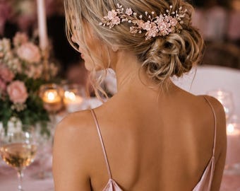 Kristall Haar Stücke Hochzeit Braut Haar Vine Perle Haar Drapieren für Abendkleid Rosa oder Weiß Kopfschmuck Hochzeit Haarschmuck für Bräute