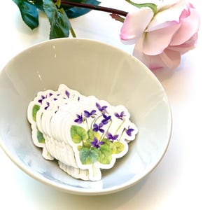 Watercolor Violets Die-Cut Vinyl Sticker, Waterproof