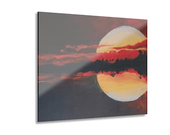 Fiery Sunset Reflection Print