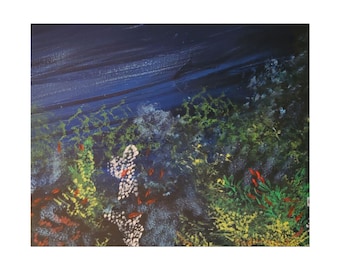 Coral Reef Night created on poster-quality paper