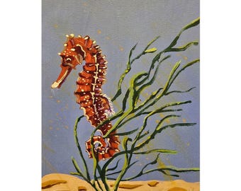 Acrylic Seahorse created on poster-quality paper