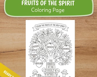 Fruits of the Spirit Coloring Page, Fruits Spirit Worksheet, Sunday School Activity, Christian Homeschool Printable, Galatians 5 22-23