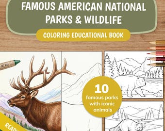 National Parks Coloring Book | Wildlife Learning Pages (Digital Download)