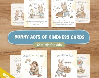Random Act of Kindness Cards: BUNNY EDITION, Activity for Children, Printable Cards, Kids Kindness Learning, Emotional Learning