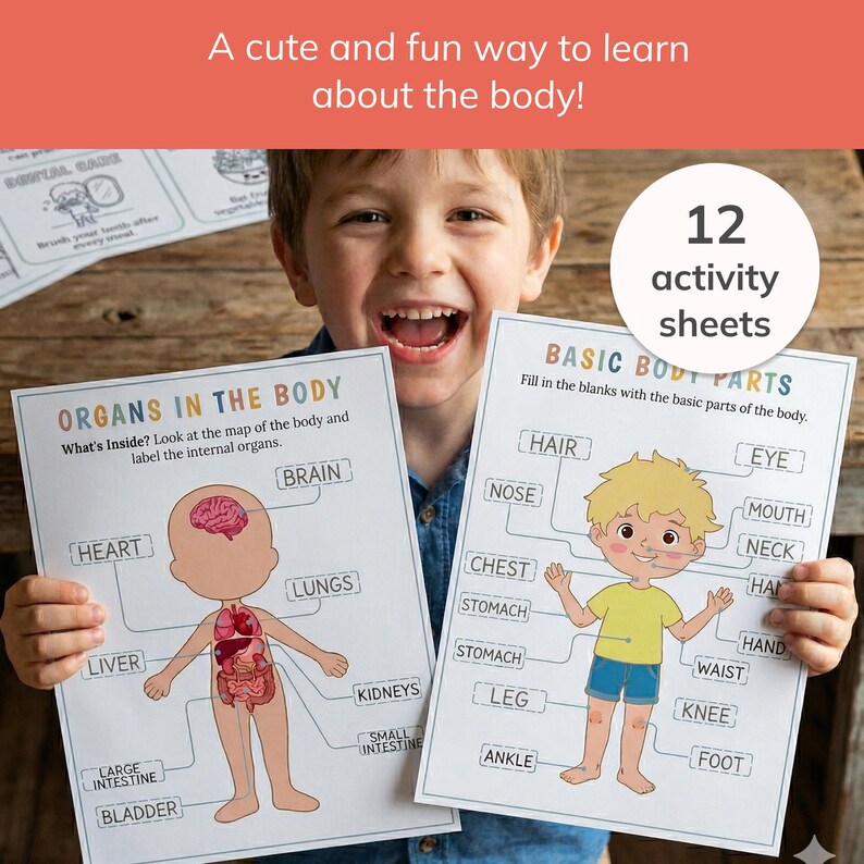 Human Body Worksheets PRINTABLE - Anatomy - Organs, Senses & Body Parts ...
