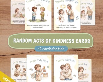Random Acts of Kindness Cards, Kindness Missions, Watercolor Design, Printable Cards, Kindness Learning, Emotional Learning, Growth Mindset
