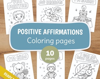 Kids Affirmation Coloring Pages, Growth Mindset, SEL Activities (Digital Download)