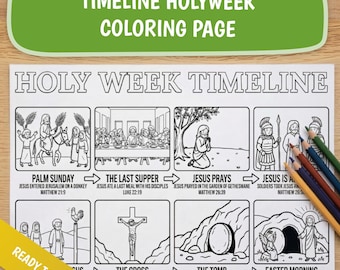 Holy Week Timeline Coloring Page, Easter activity, Sunday School Activity, Christian Centered, Holy Week Activity, easter coloring page