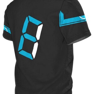 Stoppur-tränings-T-shirt | Digitala segmentsiffror och diagonal timer | Cyanvit på antracit | Intervallträningsdesign