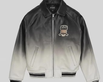 Avirex Gradient Leather Bomber Jacket , Vintage American Streetwear Design