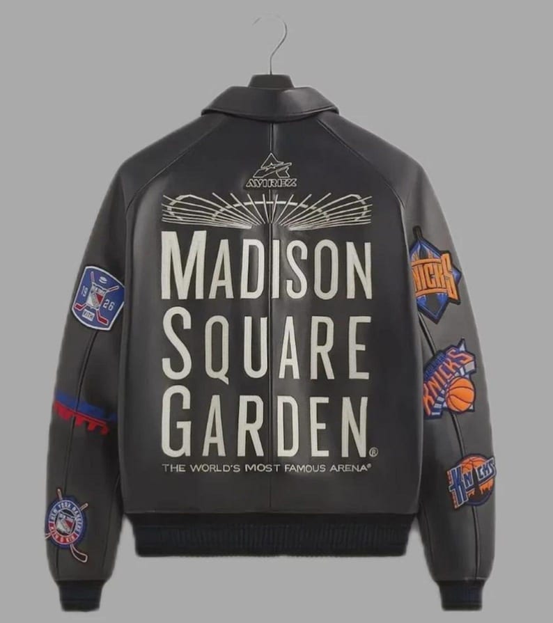 Kith x Avirex New York Knicks Black Leather Jacket , Limited Edition Varsity Bomber image 3