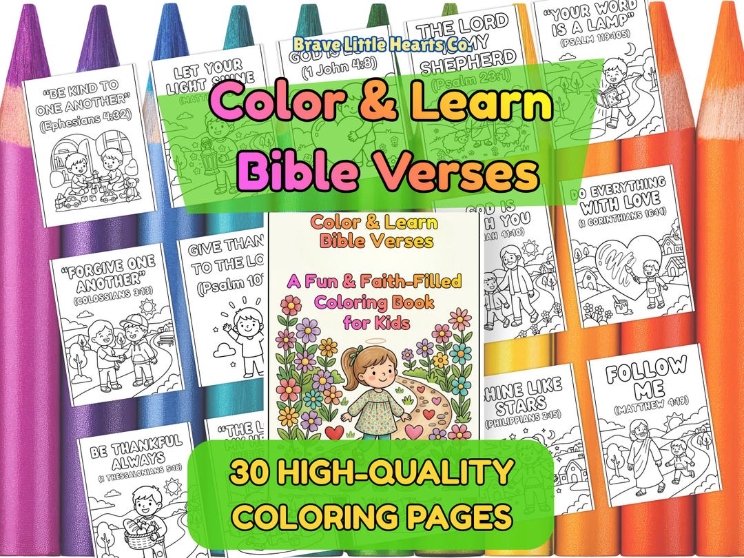 30 Bible Verse Coloring Pages for Kids, Old and New Testament Christian ...