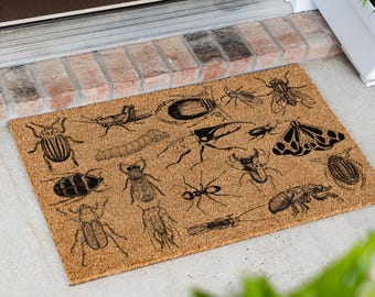 Vintage Insect Doormat, Vintage Insect Home Decor, Gifts for Bug Lovers, Entomologist Gift Idea, Bug Home Decor, Bug Doormat