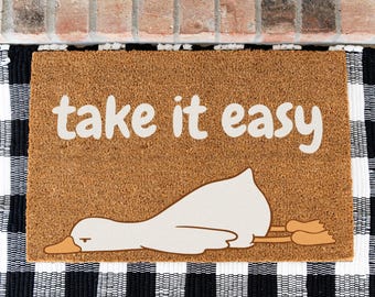 Take It Easy Silly Goose Doormat, Cute Welcome Mat, Silly Goose Home Decor, Cute Housewarming Gift Idea, Silly Goose Themed Doormat