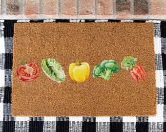Vegetable Garden Doormat, Vibrant Watercolor Veggie Welcome Mat, Doormat for Garden, Gift for Garden Lovers, Cottagecore Home Decor