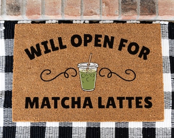 Matcha Latte Doormat, Funny Coffee Doormat, Matcha Lover Gift, Cute Kitchen Doormat, Coffee Bar Decor, Matcha Welcome Mat, Whimsical Decor