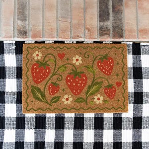 Strawberry Garden Doormat, Vintage Strawberry Doormat, Whimsical Strawberry Doormat, Welcome Mat for Spring and Summer, Vintage Aesthetic image 4
