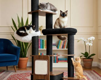 Cat Tree Tower, Indoor Cat Heavy Duty Multi Level Cat Condo for Large Cats Maine Coon, Scratching Post Top Perch & Hammock