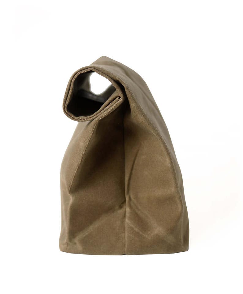 Water Resistant brown Paper Lunch Bag Waxed Cotton Lunch Bag in Field