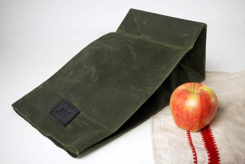 LUNCH BAG in Olive / Army Green Waxed Canvas Lunch Bag Etsy