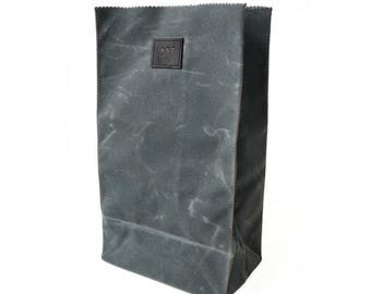LUNCH BAG in Slate / Grey | Waxed Canvas Lunch Bag | Paper Bag Lunch Bag
