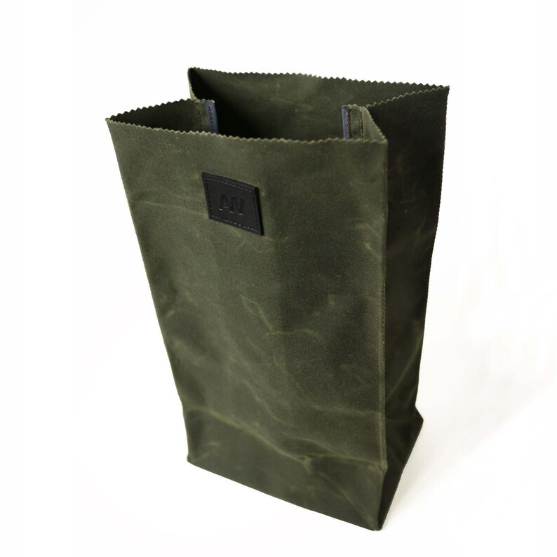 LUNCH BAG in Olive / Army Green Waxed Canvas Lunch Bag Etsy