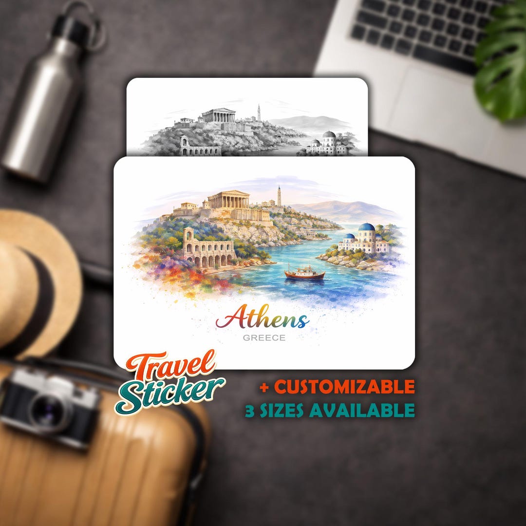 Personalized Athens Skyline Decal Watercolor Stickers Athens Vinyl ...