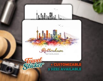 Customizable Rotterdam Stickers - Netherlands Vinyl Stickers, Suitcase City Stickers, Travel Souvenir Car Stickers Laptop Stickers