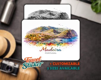 Customizable Madeira Stickers - Portugal Vinyl Stickers, Suitcase City Stickers, Travel Souvenir Car Stickers Laptop Stickers