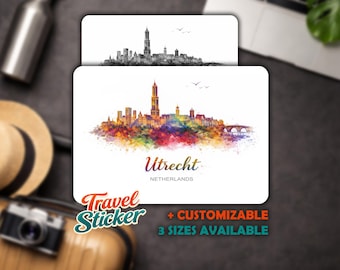 Customizable Utrecht Stickers - Netherlands Vinyl Stickers, Suitcase City Stickers, Travel Souvenir Car Stickers Laptop Stickers