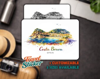 Customizable Costa Brava Stickers - Spain Vinyl Stickers, Suitcase City Stickers, Travel Souvenir Car Stickers Laptop Stickers