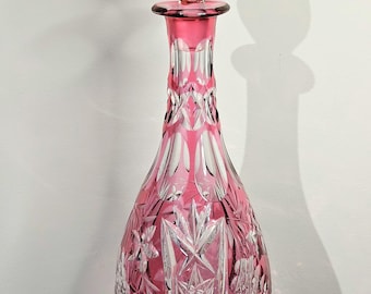 Antique/Vintage Bohemian Cranberry Glass Cut Crystal Decanter - Nachtmann