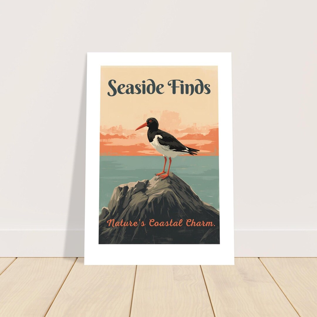 Oystercatcher Illustration Wall Art | Coastal Bird Print | Handmade ...