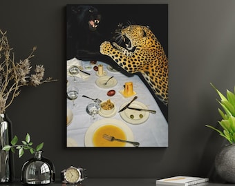 Jaguar Leopard Wand Kunst, Surreal Luxus Tier Druck, Statement Dekor (Digitaler Download)