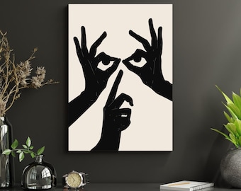 Minimalistische Handgeste Linie Kunstdruck, abstraktes neutrales Poster (Digitaler Download)