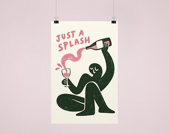 Just a Splash Wine Art, Abstract Figure Pouring Pink Wine (Digital Download)