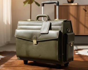 Maletín con ruedas de piel flor con cerradura de 3 dígitos, maletín con ruedas para portátil, maletín de viaje, bolso de trabajo unisex.