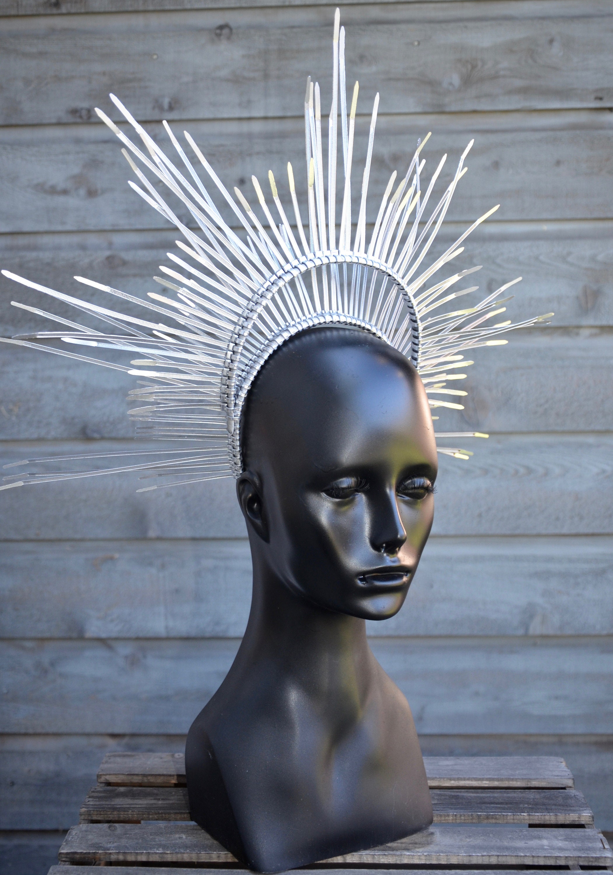 Crystal Starburst Halo Headband in Silver Silver Star Halo Crown, Festival Headband, Theatrical  main image 4