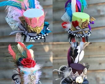 Custom Top Hat, Circus Hat, Ringmaster Hat, Gothic Lolita, Lion Tamer Hat, Steampunk Hat, Mini Top Hat, Tea Party Hat, Fascinator Hat.