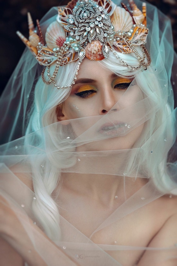 Custom Designed Seashell Mermaid Crown, Festival Sea Queen 