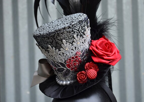 Red Steampunk Hat Fascinator Hat 