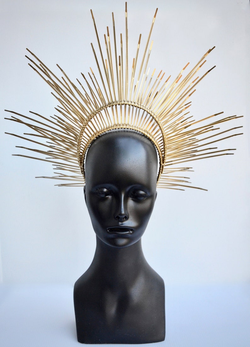 Gold Sunburst Halo Crown Spike Headpiece Gothic Crown ...