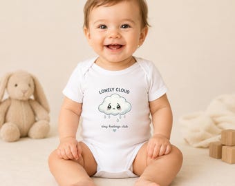 Lonely Cloud Baby Bodysuit, Tiny Feelings Club Onesie, Sad Cloud Infant Outfit, Neutral Baby Gift