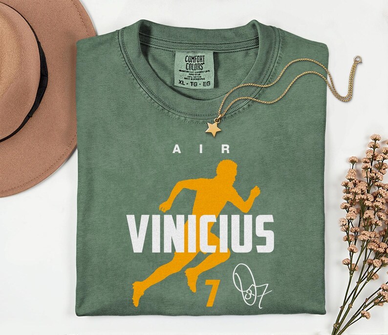 Comfort Colors® Air Vinicius #7 Soccer Player Tribute Graphic Tee, Brazil Football Star Signature Design, 2026 World Cup Fan Unisex T-Shirt image 10