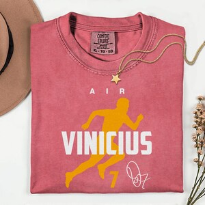 Comfort Colors® Air Vinicius #7 Soccer Player Tribute Graphic Tee, Brazil Football Star Signature Design, 2026 World Cup Fan Unisex T-Shirt image 15